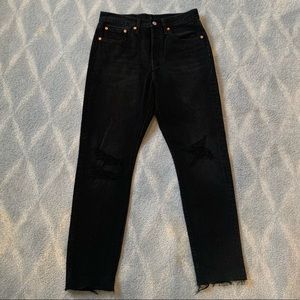 High wasted black Levi’s 501s